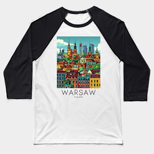 A Pop Art Travel Print of Warsaw - Poland Baseball T-Shirt